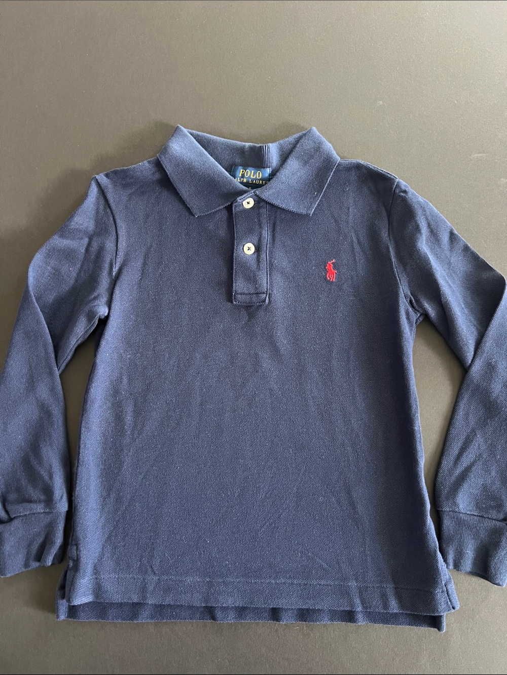 Polo by Ralph Lauren Navy Long-Sleeve Polo with Red Pony